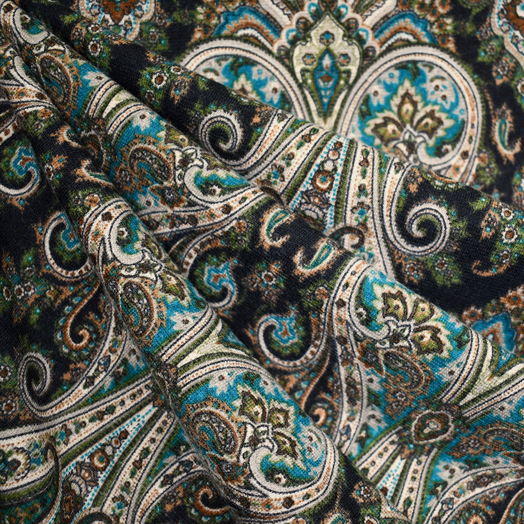 Large Tapestry Paisley Sweater Knit Chocolate/Teal SY – Style Maker Fabrics