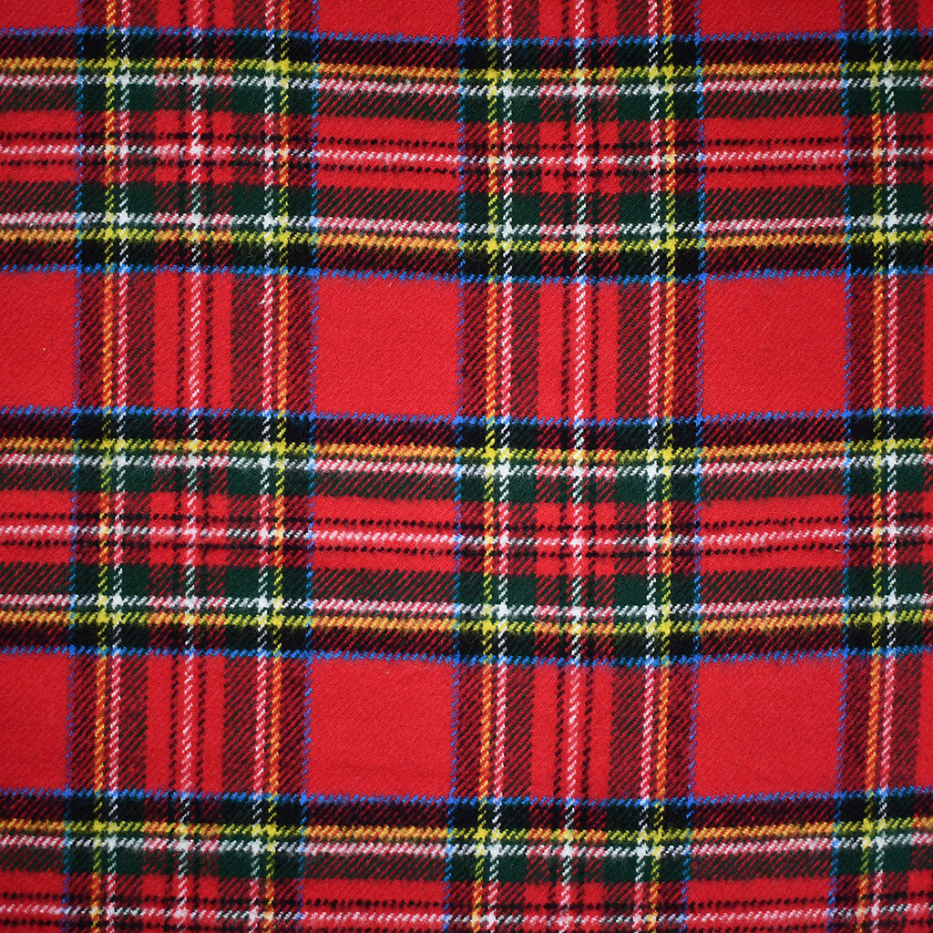 Flannel Yarn Dyed Plaid Fabric Royal Stewart Red, by the yard