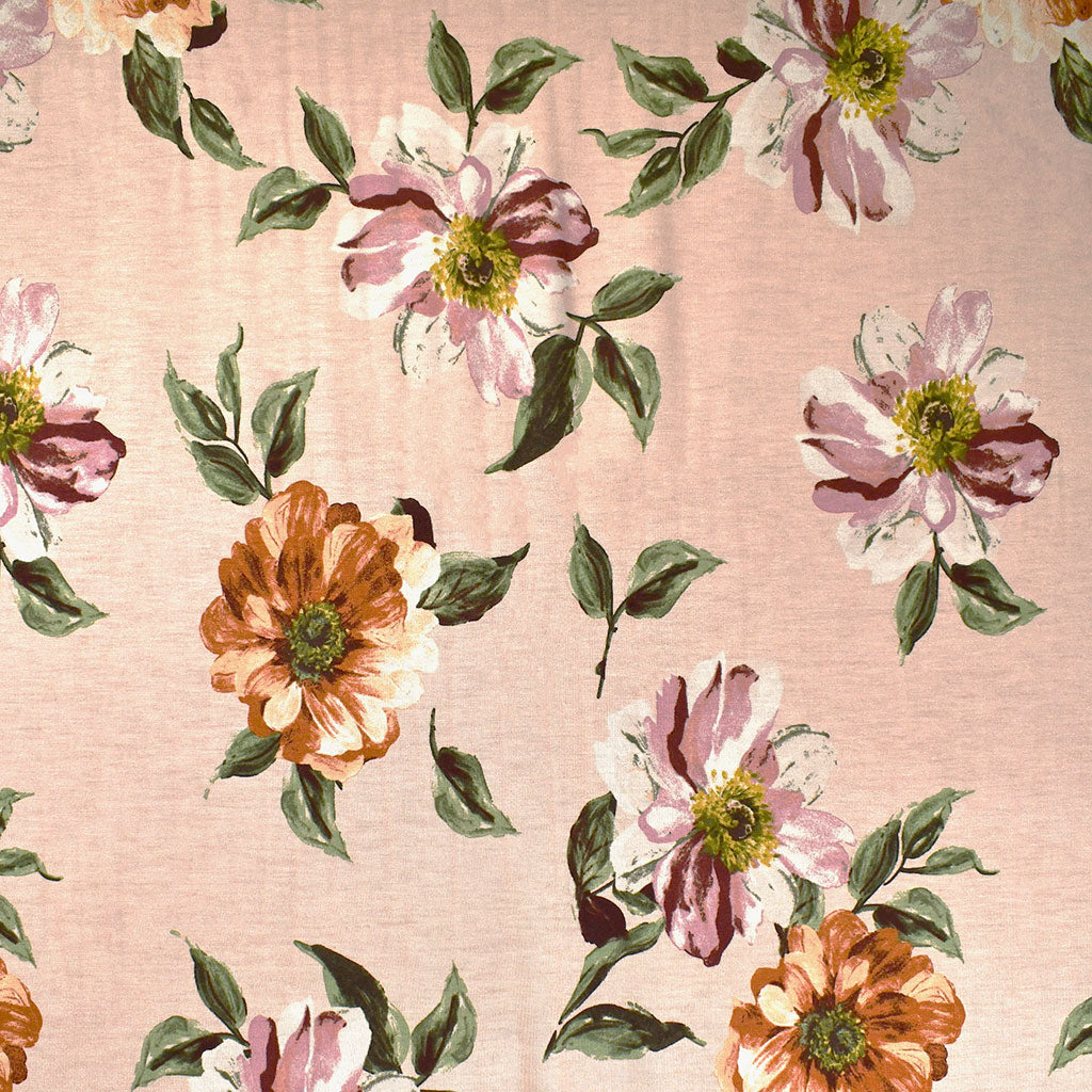 Light Pink Floral Rayon A-line Top