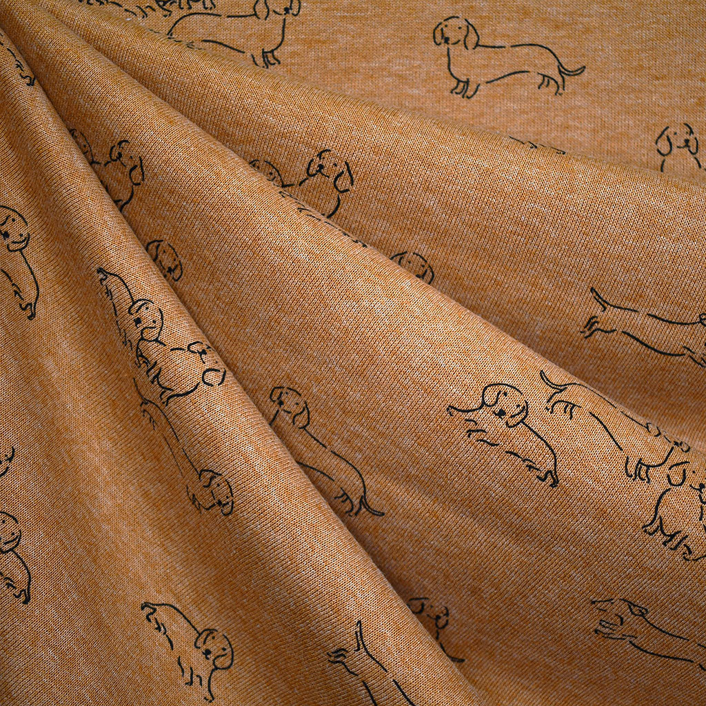 Sausage Dog Outline Sweatshirt Fleece Heather Cinnamon Style Maker