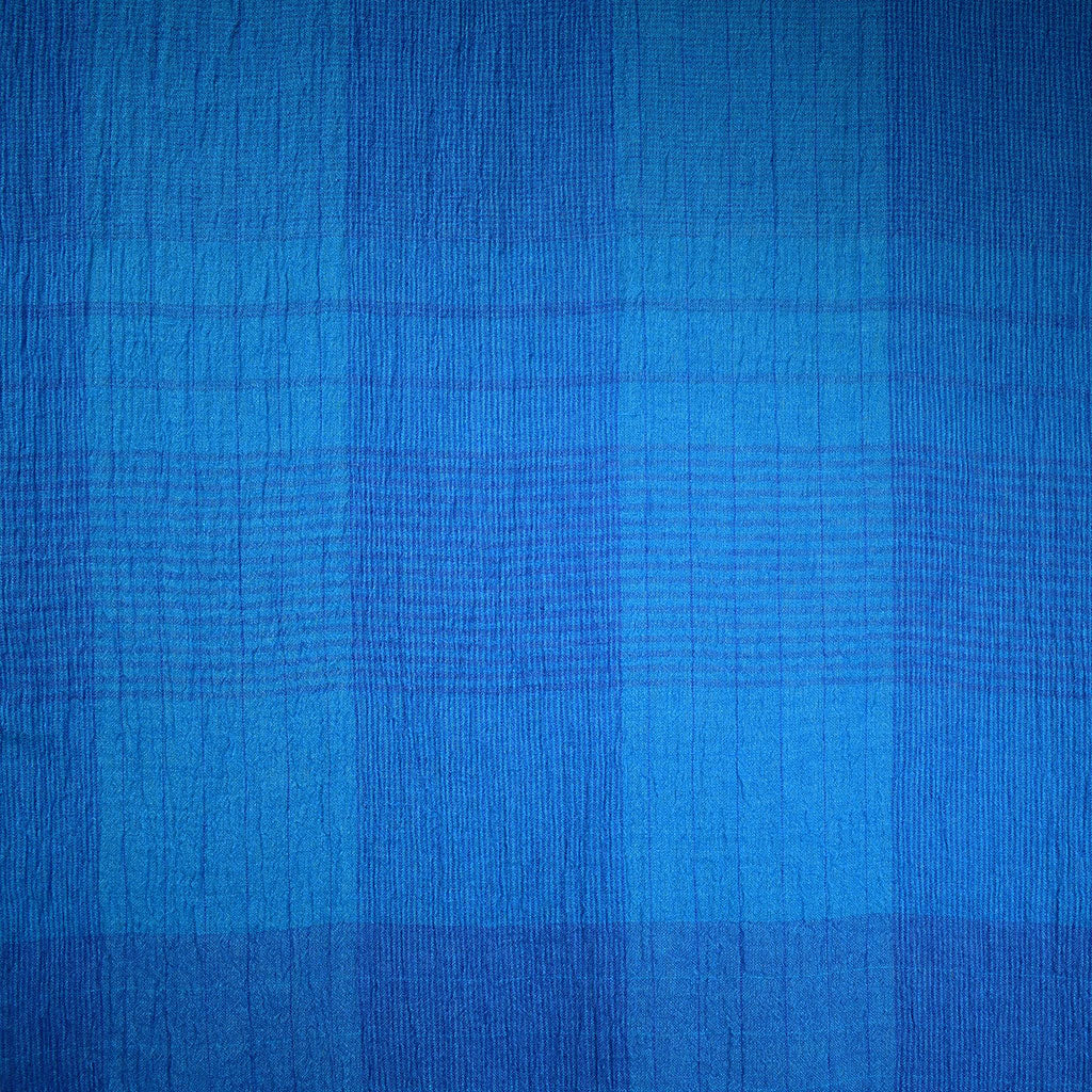 Large Tonal Plaid Linen Crinkle Gauze Cerulean Style Maker Fabrics 9485