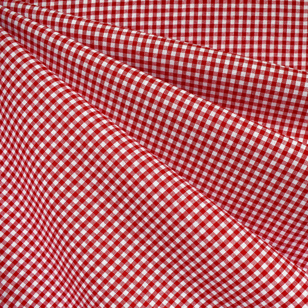 Tiny Gingham Cotton Shirting Red/White