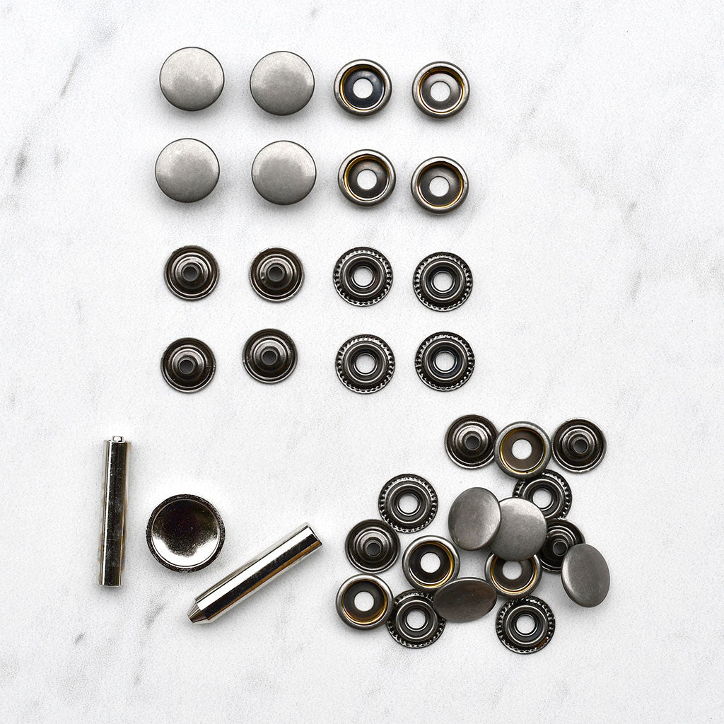 Canvas Snap Kit Metal Button 15mm with Tool, Silver Tone, 15 Sets 
