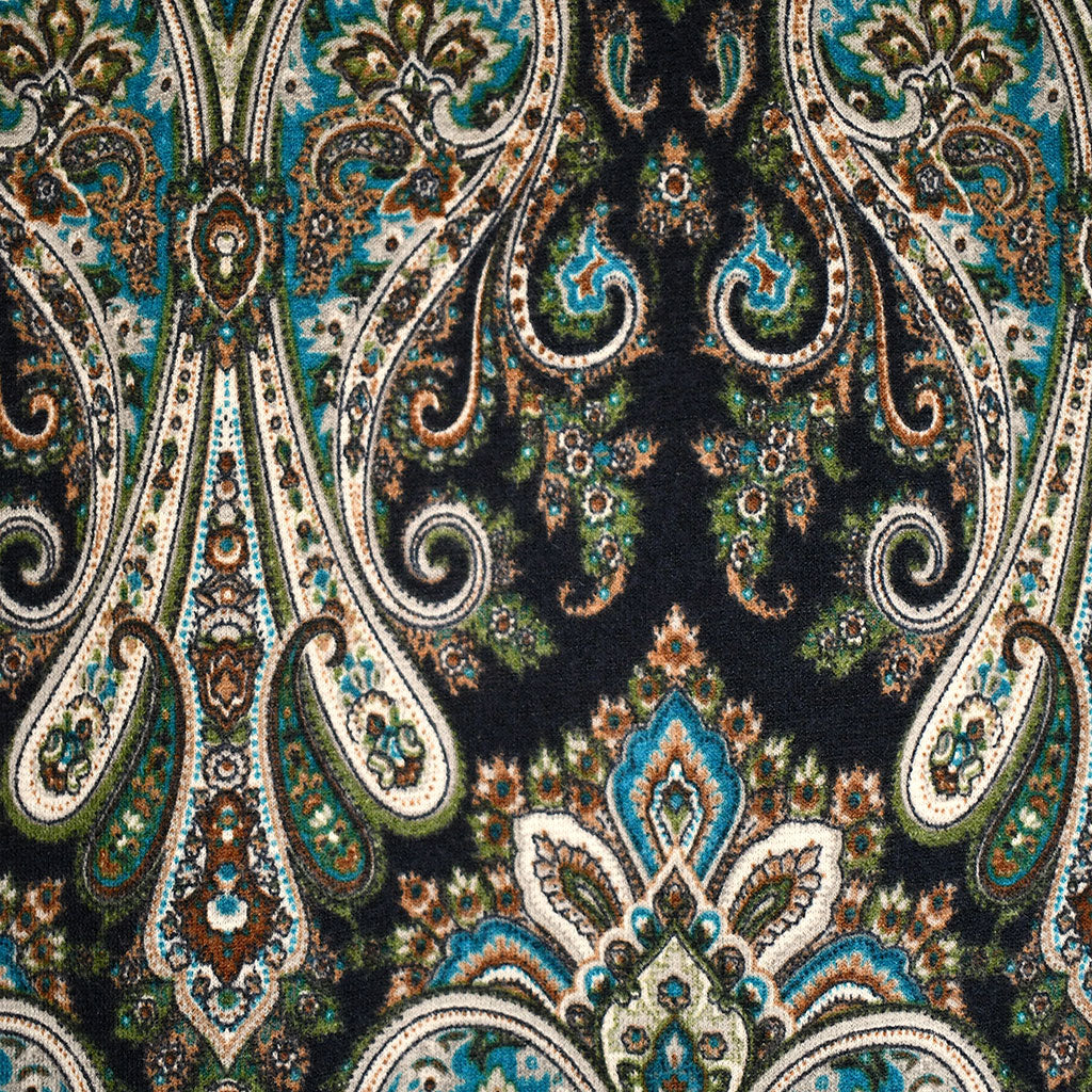 Large Tapestry Paisley Sweater Knit Chocolate/Teal