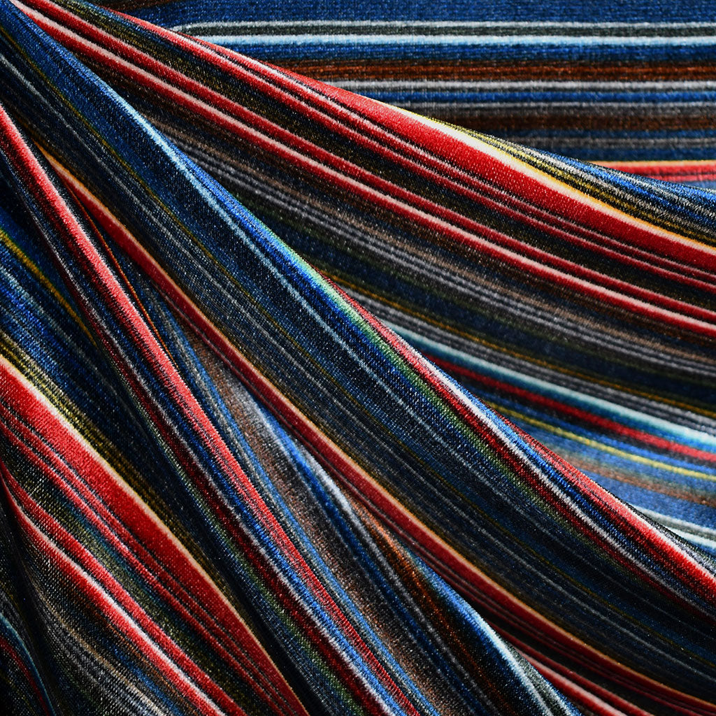 Repeating Mini Stripe Stretch Velvet Multi – Style Maker Fabrics
