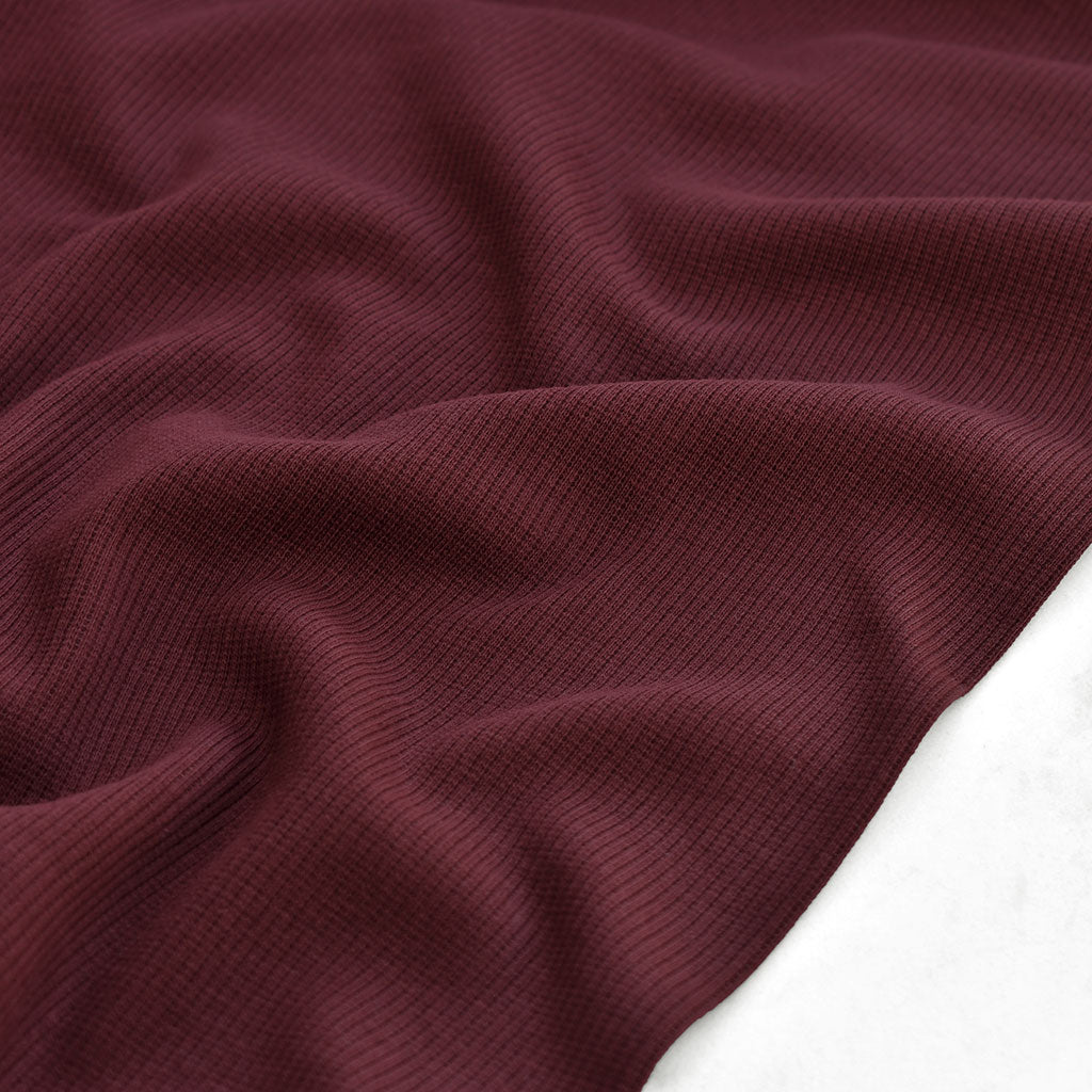 Wine Ribbed Knit Texture Classic Thick Cotton Ribbing Wine – Style Maker Fabrics