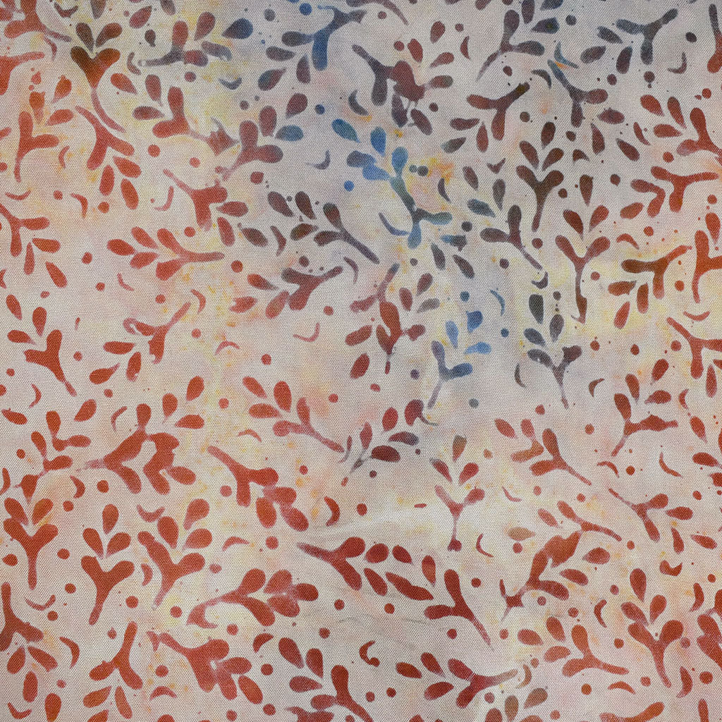 Tossed Leaf Sprigs Exclusive Rayon Batik Latte – Style Maker Fabrics