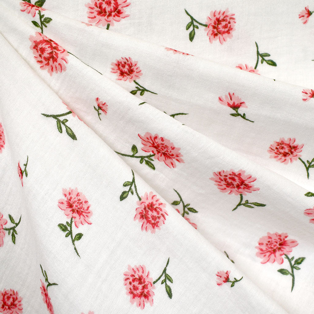 Tossed Floral Stems Double Gauze White/Pink SY – Style Maker Fabrics