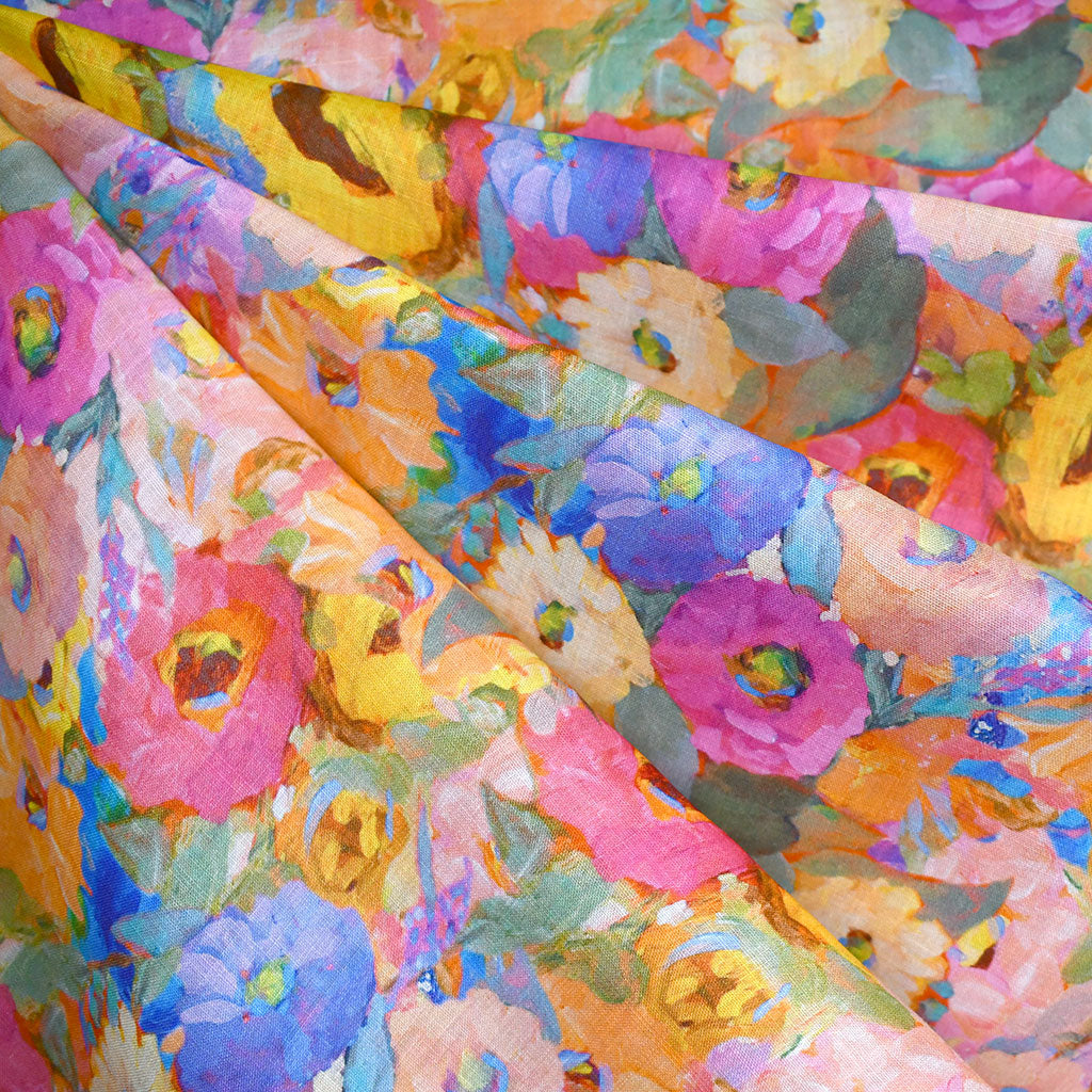 Painterly Floral Digital Print Ramie Shirting Multi SY – Style Maker ...