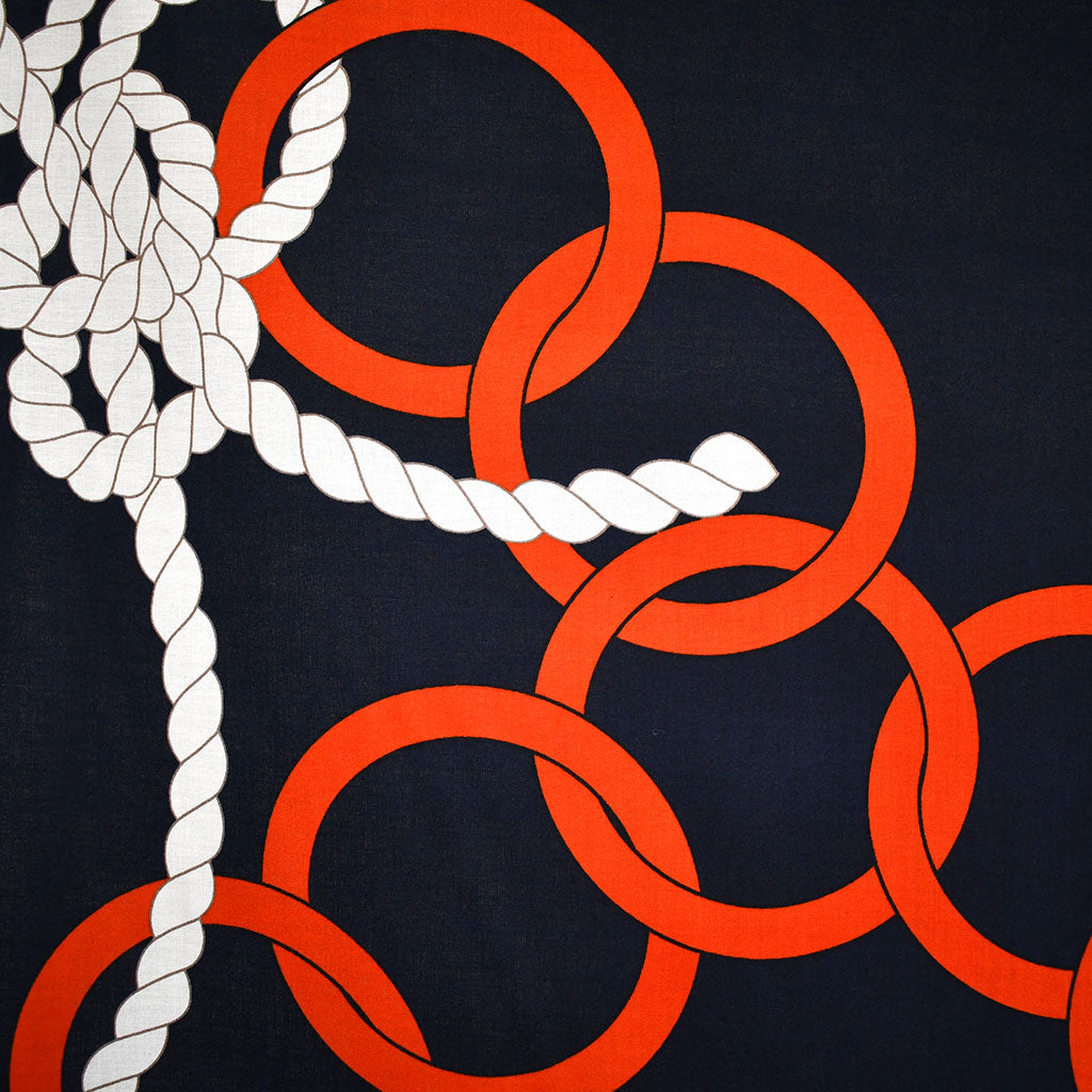 Designer Large Scale Nautical Rope Motif Cotton Lawn Navy/Red – Style ...