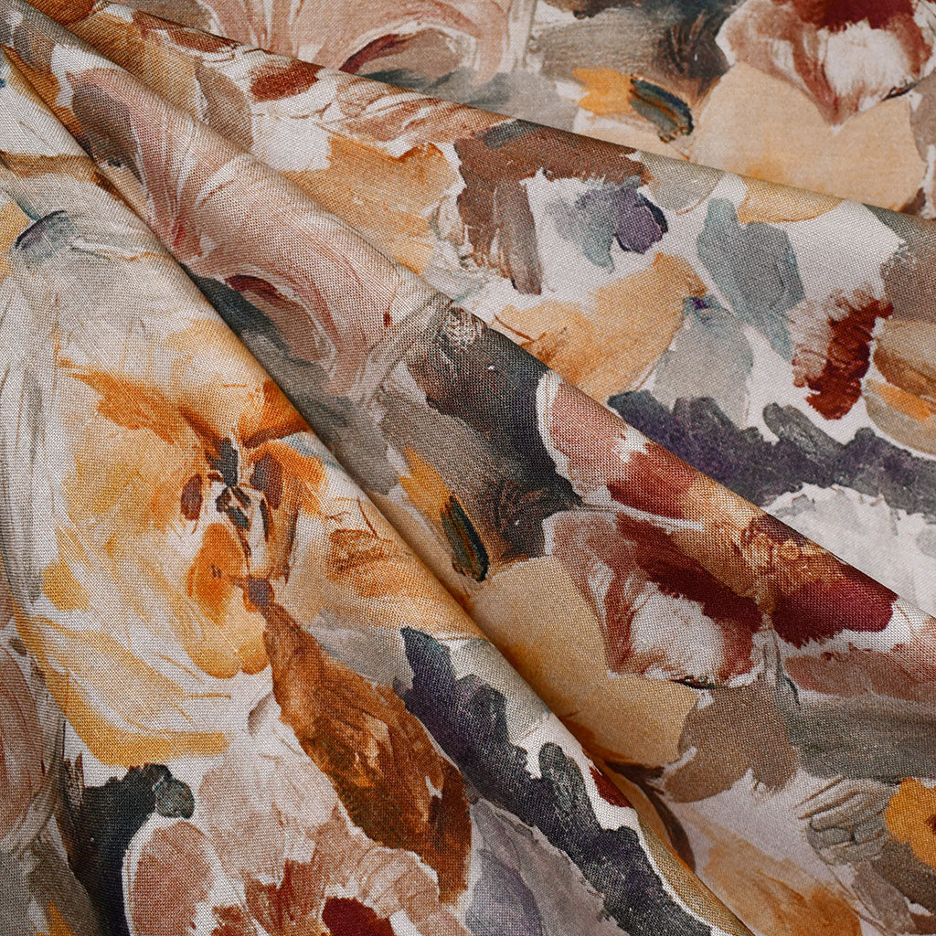 Painterly Garden Floral Linen Blend Natural/Rust – Style Maker Fabrics