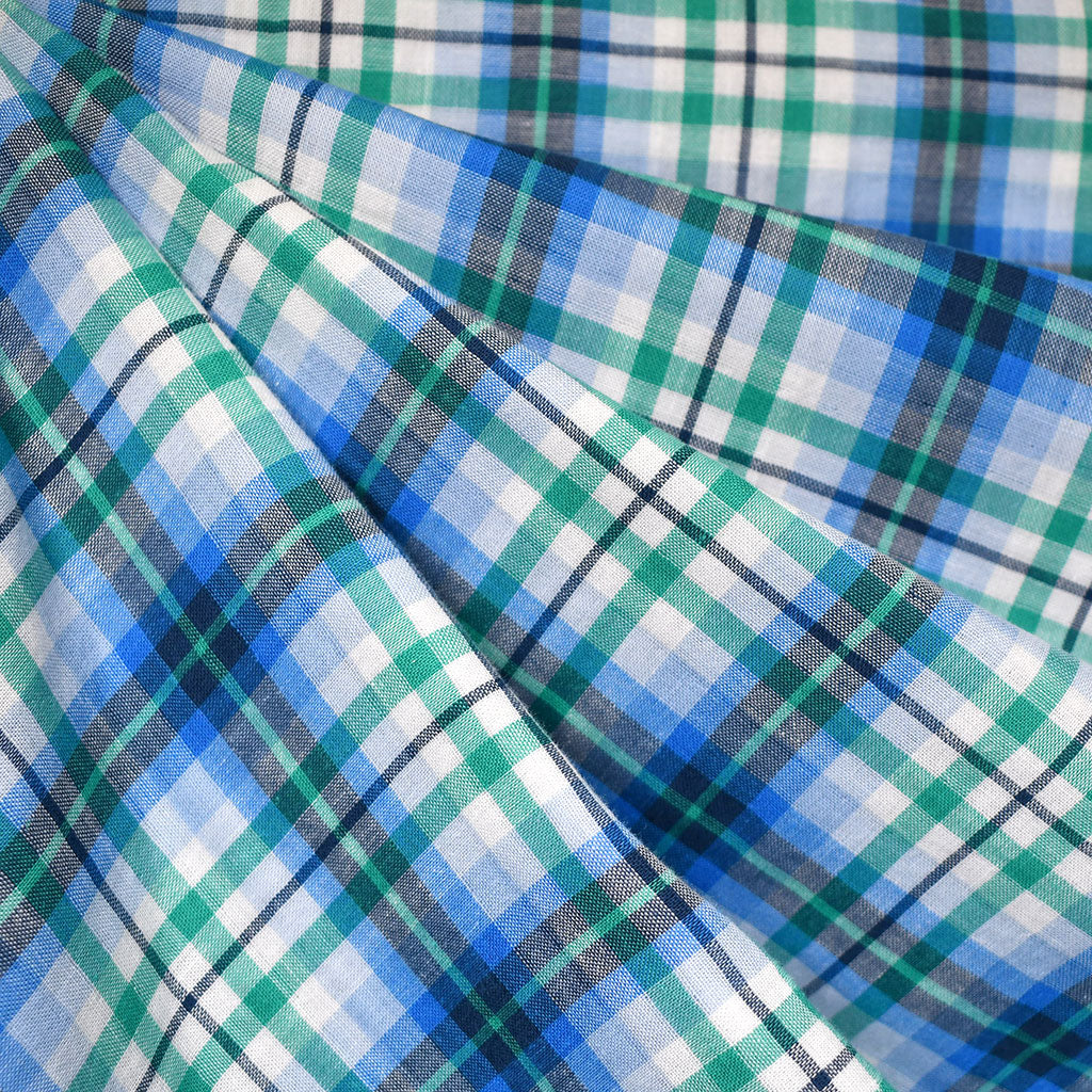 Yarn Dyed Tartan Plaid Double Gauze Blue/Jade – Style Maker Fabrics