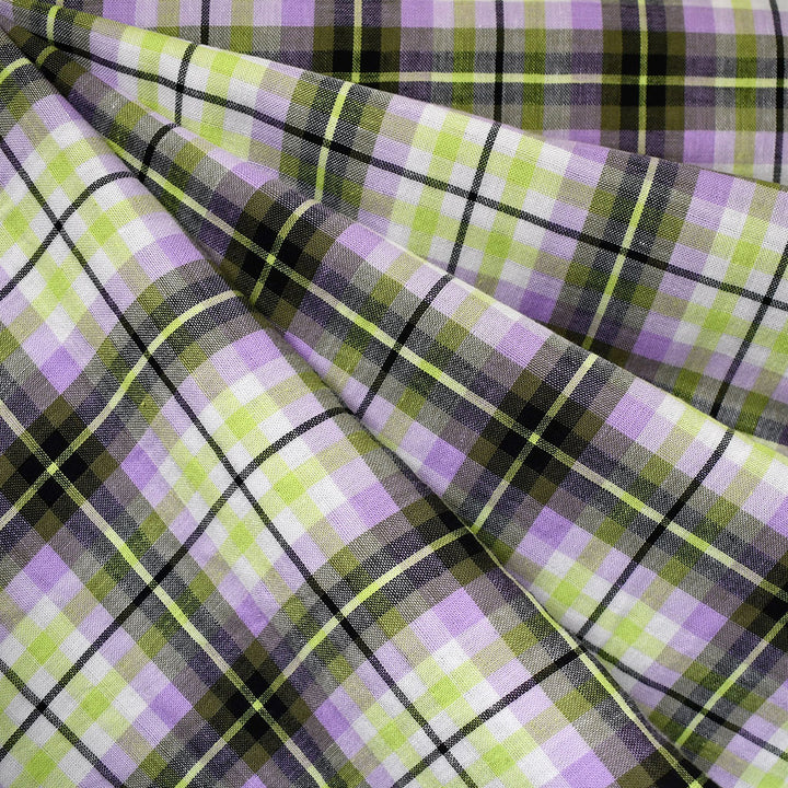 Yarn Dyed Tartan Plaid Double Gauze Lavender/Citron – Style Maker