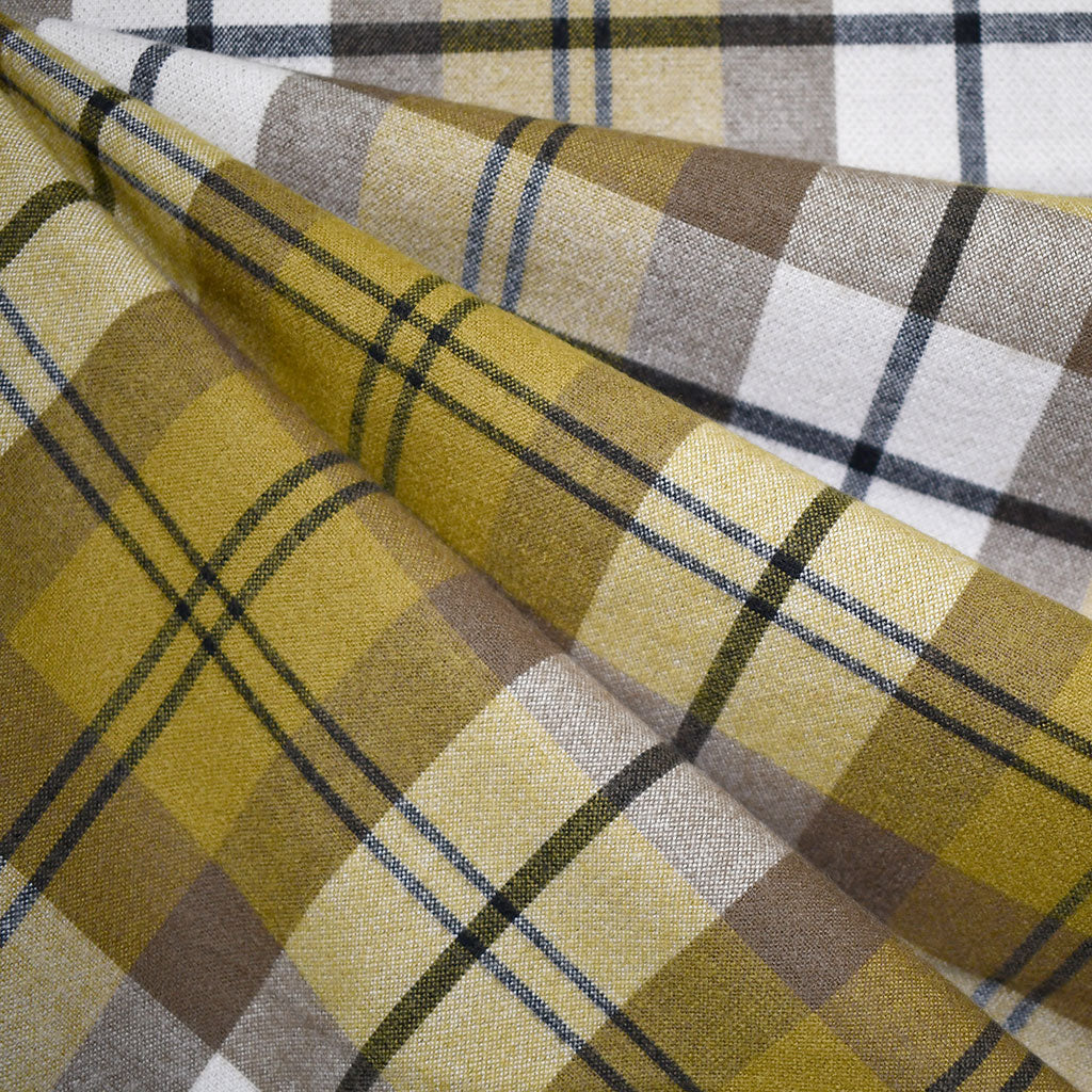 Soft Plush Reversible Grid Plaid Coating Citron/Camel – Style Maker Fabrics
