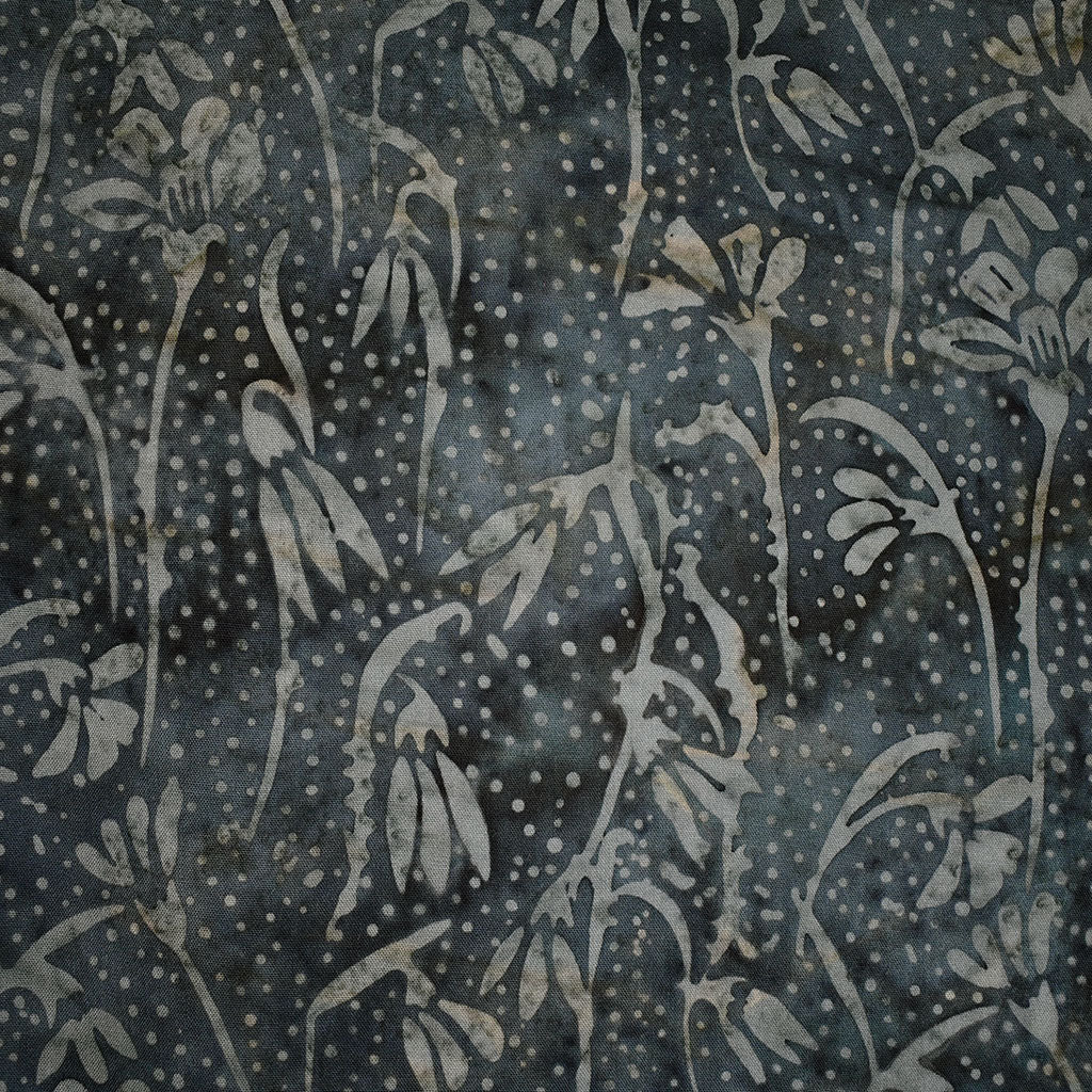 Dotted Floral Stems Exclusive Rayon Batik Graphite – Style Maker Fabrics