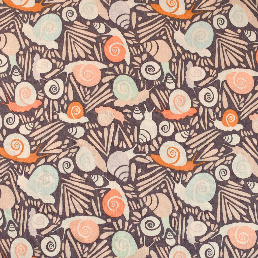 Slow Summer Snails Collage Premium Cotton Brown/Multi – Style Maker Fabrics
