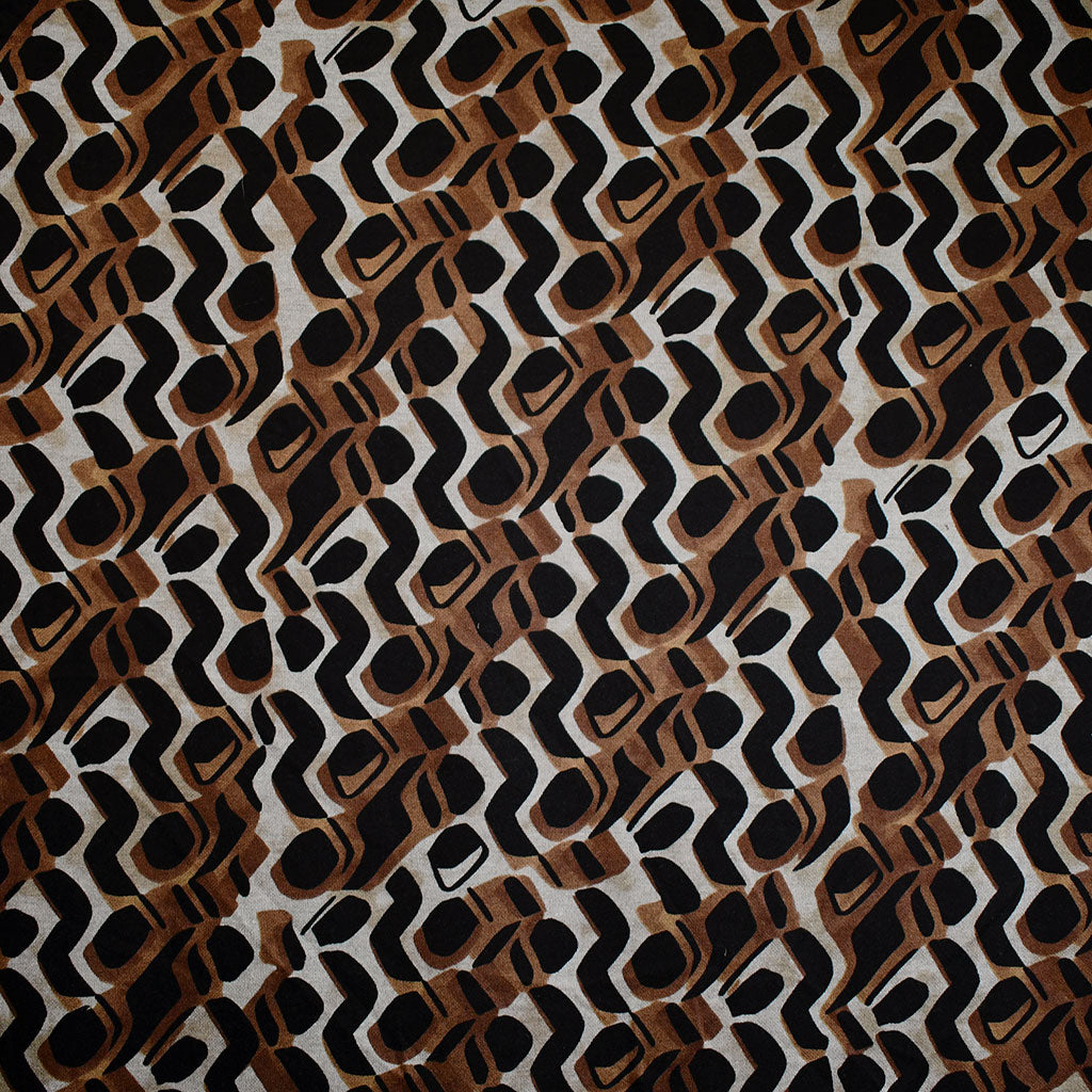 Layered Retro Geometric Soft Double Knit Chocolate – Style Maker Fabrics