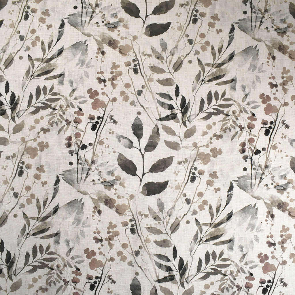 Painterly Leaves Slub Texture Linen Blend Natural/Taupe – Style Maker ...