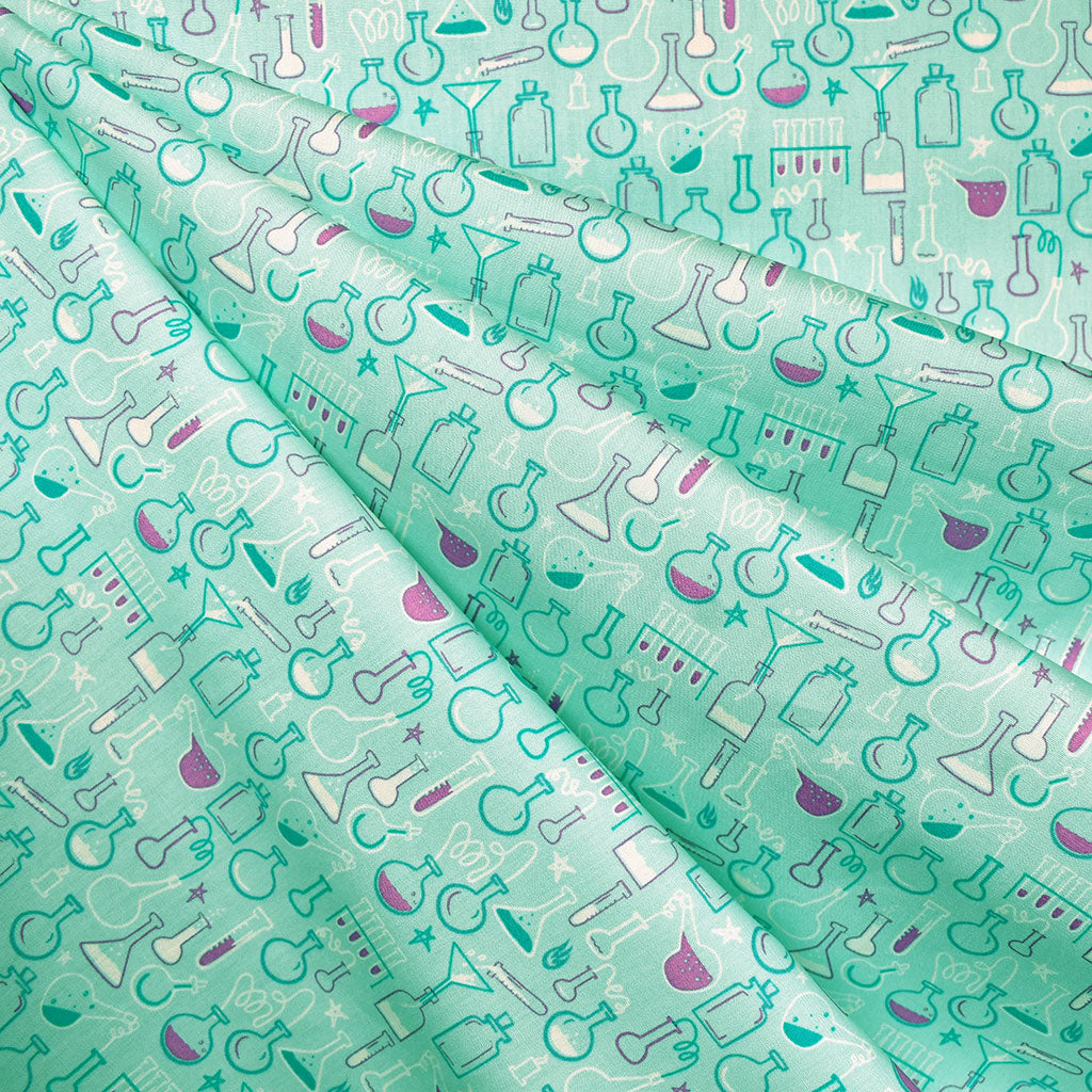 Rocket Science Perfect Chemistry Premium Cotton Aqua – Style Maker Fabrics