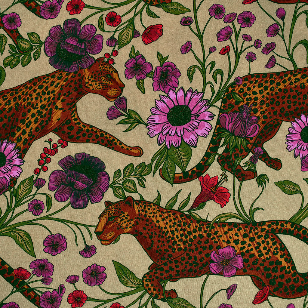 Bleopard Print Prowling Leopard Floral Digital Print Rayon Poplin Tan/Multi – Style ...