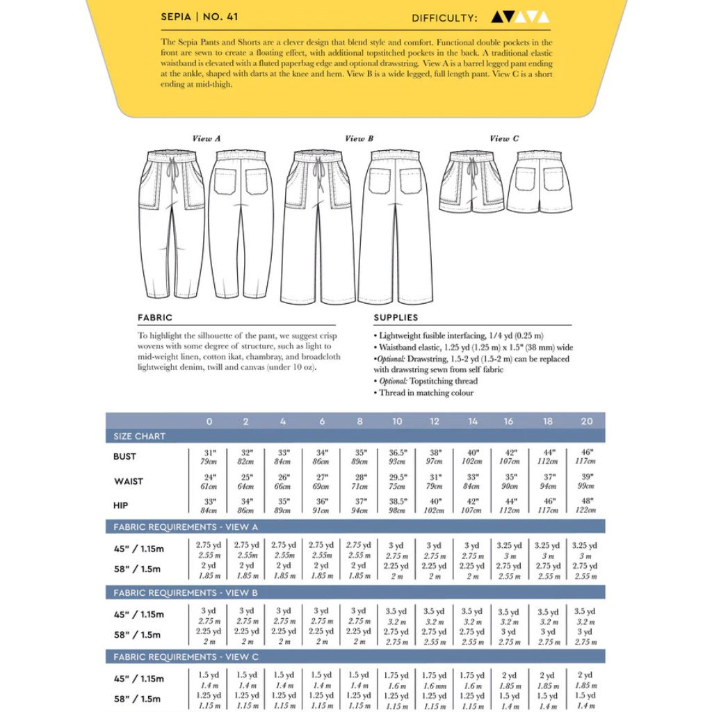 Sepia Core Closet Core Patterns Sepia Pants + Shorts – Style Maker Fabrics