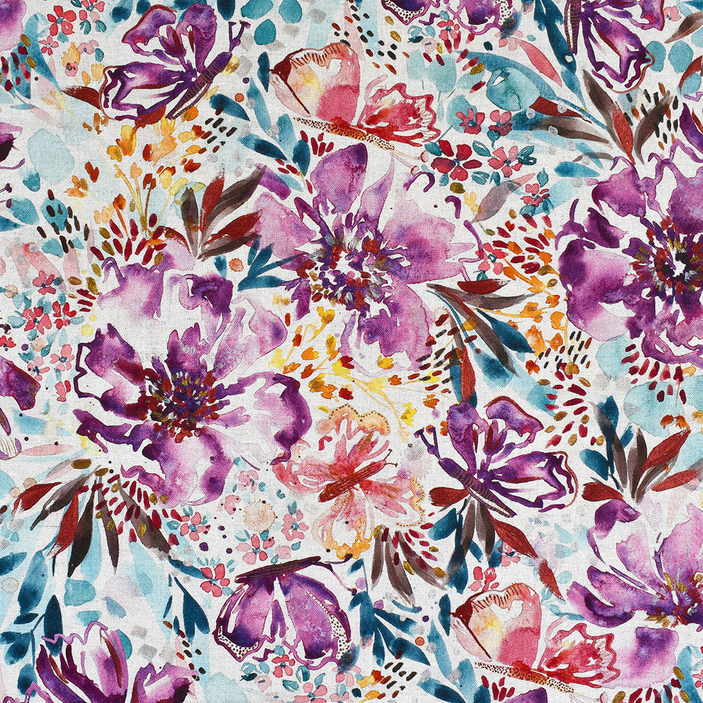 Sunshine Soul Butterfly Floral Canvas Natural/Plum – Style Maker Fabrics