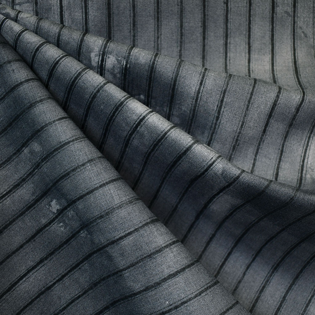 Japanese Nani Iro Piece by Piece Stripe Linen Shirting Charcoal SY ...