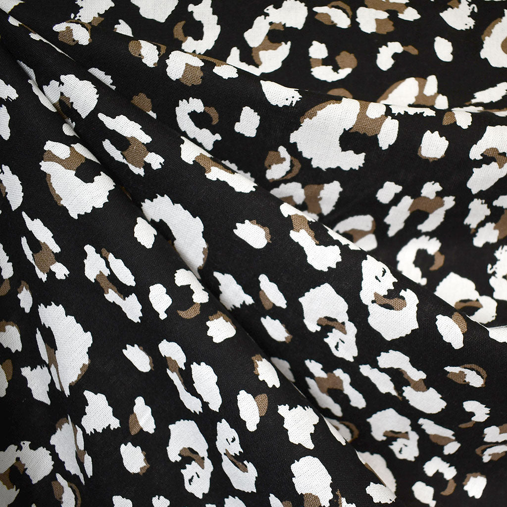 Abstract Animal Print Linen Blend Shirting Black – Style Maker Fabrics