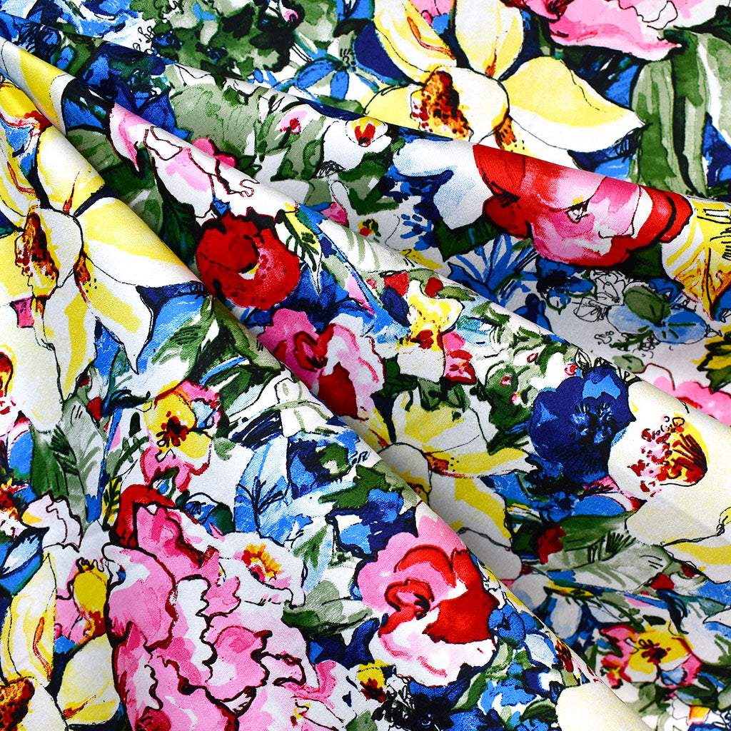 Abstract Artistic Floral Stretch Sateen Multi – Style Maker Fabrics