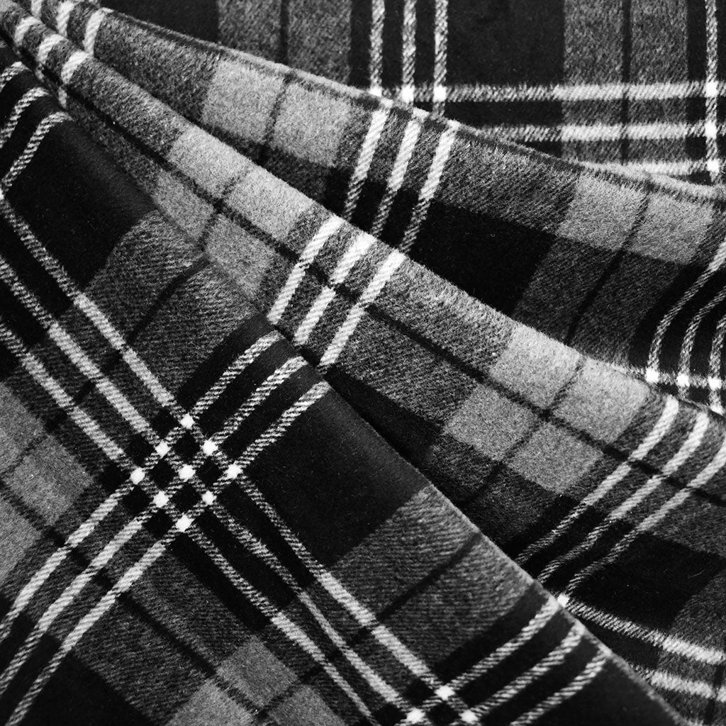 Layered Plaid Brushed Heavy Twill Shirting Blackgrey Style Maker Fabrics 9359