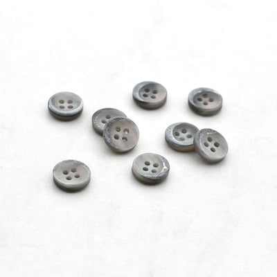 Grey - 1.5cm Handmade Fabric Small Button (Set of 12) 06