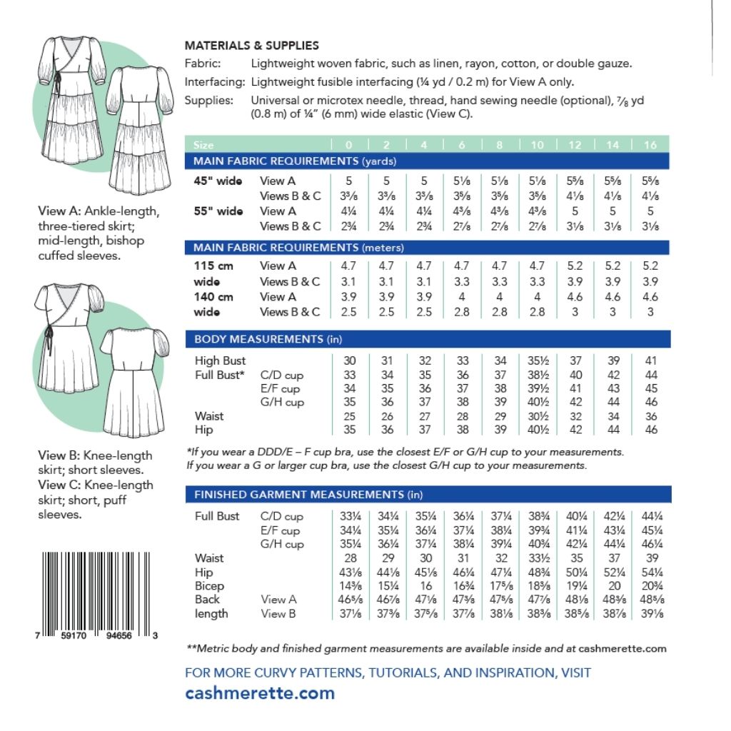 Cashmerette Sewing Patterns Roseclair Dress – Style Maker Fabrics